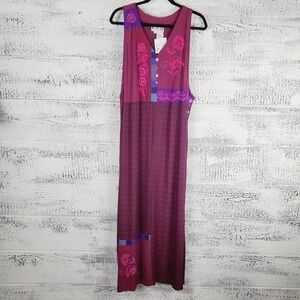 Faith by Celia Forrester Maxi Patched Casual Embroidered Dress NWT
